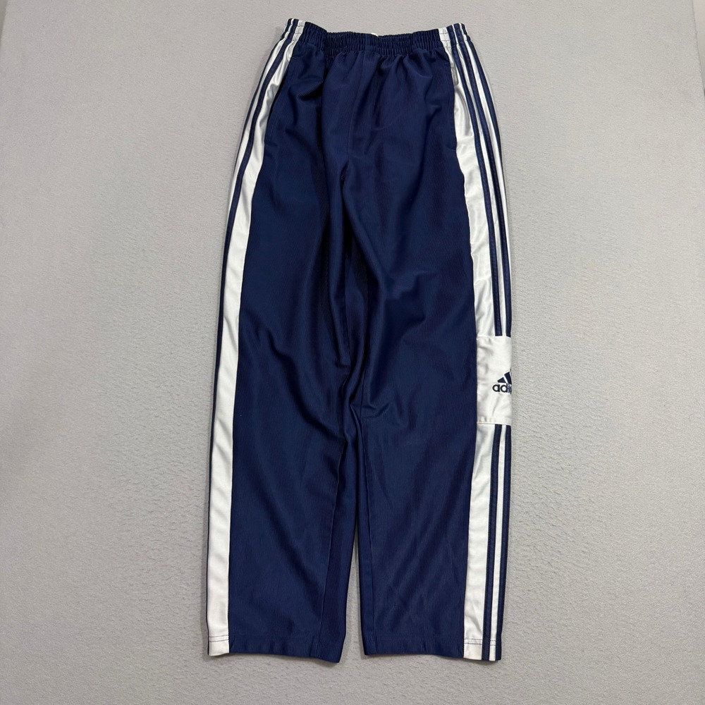 Vintage Adidas Track Pants Medium Blue Adibreak Snap Button Side Stripe Athletic
